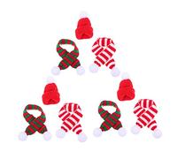 Alipis 4 Juegos Gorro De Punto Rojo Cajas Bolsas De Navidad Muñecos Navideños Navideños Preciosa Decoración De Botella De Vino Tapa De Botella De Vino De Navidad Hilo 12 Uds * 4