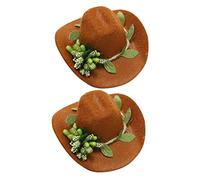 Alipis 4 Piezas decoración de Fiesta decoración Fiesta corchos de Vino Mini Sombrero Vaquero de Fieltro Mini Sombrero de Copa Sombrero petacas de Alcohol pequeñas Tapas de Botellas