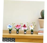 Alipis 4 Piezas Mini Plantas Artificiales de Orquídeas Phalaenopsis Decoración Realista para Casa de Muñecas Bonsái Maceta Accesorios para Jardín Miniatura