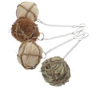 Alipis 4 Piezas Pelota Masticable para Conejos y Chinchillas Cadena | Uso Dentro Jaula, Trenzado de Paja y Hoja de Maíz, Fibra de Coco