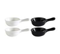 Alipis 4 Piezas Plato de Cerámica Mango, Estilo Japonés | Diseño Creativo en Negro, Sirve Sal, Snacks y Verduras, Uso en Cocina y Restaurante