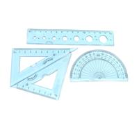 Alipis 4 Piezas Reglas Escolares Flexibles para Estudiantes Transparentes Azules con Ondas Incluye Regla Recta Dos Triángulos y Transportador Material Escolar Portátil para Uso Geometría