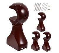 Alipis 4 Piezas Soporte de Madera para Barra de Cortina Montado en Pared | Base Decorativa de Cabeza Elegante, Apoyo Estable Anticaída, para Varillas Simples o Dobles en Ventanas