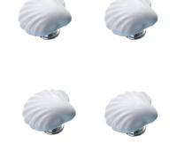 Alipis 4 Pomos de Cerámica Forma de Concha en Color Claro, Tiradores para Cajones y Armarios, Diseño Mediterráneo, Perillas de Puerta Resistentes, Accesorios para Muebles de Cocina