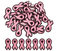 Alipis 40 Parches Bordados de Cinta Rosa para Concienciar Cáncer de Mama, Adhesivos de Poliéster Versátiles y Planchables para Bolsas y Sombreros en Campañas de Recaudación