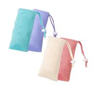 Alipis 4piezas Bolsa de Burbujas de Jabón de Malla Antideslizante para Baño Unidades Colores Púrpura Verde Rosa para Jabón Barra Exfoliante Portátil