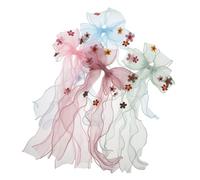 Alipis 4piezas Pinza Pelo Estilo Princesa Lazos Dobles de Organza Horquillas con Lazo de Malla para Niñas Accesorios Pelo para Uso Diario Colores Azul Verde