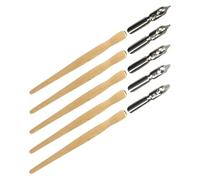 Alipis 5 Piezas Plumas de Caligrafía de Inmersión con Punta Oblicua 1-5 para Dibujo y Escritura, Soporte y Mango de Madera Natural, Juego para Caligrafía Moderna y Lettering Manual