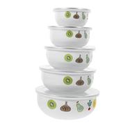 Alipis 5 Piezas Tazón de Enamel con Tapa para Ensaladas y Almacenamiento Bowls Multiusos con Diseño Práctico y Ligero para Fideos