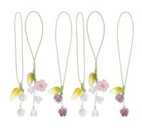 Alipis 6 Piezas de Colgantes para Teléfono Cuerda de Cera y Flores de Vidrio, Diseño Compacto y Pequeño, Fácil Instalación, Adecuado para Celulares y Mp3