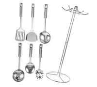 Alipis 6piezas Utensilios De Cocina De Acero Inoxidable Con Soporte Organizador Herramientas Resistentes Para Menaje Doméstico y Profesional Cocina Familiar Hotel y Restaurante