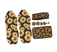Alipis Accesorios para Auto con Fundas de Asiento de Girasol Funda de Volante y Protector de Consola Central Diseño para Temporadas Transpirable y de Limpiar