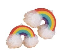 Alipis Adorables Bolas De Baño Con Arcoíris En 3d 2 Piezas Exfoliante Para Baño Para Niños Suave Toalla De Ducha Para Lavar La Piel