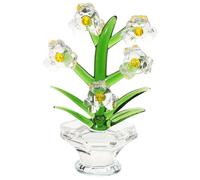 Alipis Adorno Bonsái de Cristal con Flor de Orquídea Blanca Decoración para Hogar y Oficina Figura Artesanal Resistente y Estable para Regalos