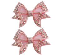 Alipis Adornos para Zapatos Lazo Rosa de Malla y Pedrería, Decoraciones DIY para Cinturones y Sombreros en Ropa de Moda y Regalos, 1 Par