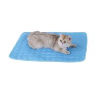 Alipis Almohadilla Refrescante para Mascotas 70x55 Cm Borde Azul, Cama Transpirable de Verano para Perros y Gatos, Tapete Portátil para Enfriar y Mejorar el Descanso en Días Calurosos
