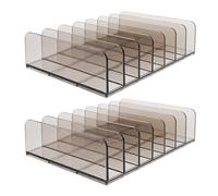 Alipis Bandeja de Acrílica Transparente Grande 2 Compartimentos para Billetes y Monedas Caja de Almacenamiento Portátil para Oficina y Caja Registradora Organizador de Dinero y Monedas