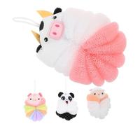 Alipis Bola De Baño Exfoliante Animal 4 Unidades Pequeña Esponja De Ducha Hipoalergénica Para Baño Infantil Diseño De Panda, Cerdito, Oveja y Vaca