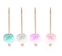 Alipis Bolígrafo Pompón Esponjoso 4 Piezas Colores Blanco Rosa Morado y Azul Claro Bolígrafo para Estudio y Oficina Papelería para Estudiantes Escritura Suave y Decorativa
