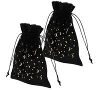 Alipis Bolsa de Terciopelo Negro para Almacenamiento y Protección de Cartas de Tarot Cordón, Organizador Práctico para Evitar Pérdidas, Pack de 2 Unidades