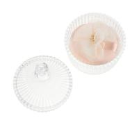 Alipis Borla Aplicadora de Polvos Sueltos Grande y con Cinta de Flores, Almohadilla Redonda de Maquillaje de Tela Aterciopelada para Rostro y Cuerpo, Set con Recipiente de Vidrio
