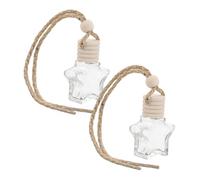 Alipis Botellas Difusoras Colgantes de Aromaterapia, Frasco Estrella de 10ml en Vidrio y Madera, 2 Piezas para Coche y Hogar