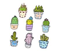 Alipis Broche Creativo de Cactus en Aleación Goteo de Aceite, Set de 8 Piezas Decorativas para Vida Diaria y Fiestas, Diseño Delicado y Divertido Varios estilos