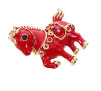 Alipis Broche de Solapa Rojo de Caballo para Año Chino 2026, Hecho a Mano en Cobre Diseño Llamativo, Accesorio Versátil para Festival de Primavera