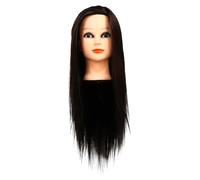 Alipis Cabeza de Maniquí y Soporte para Practicar Cosmetología con Cabello Sintético Realista Material de Seda Resistente al Calor, Adecuado para Practicar Peinados y Exhibición