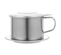 Alipis Cafetera de una taza filtro de café vietnamita cafetera casera de acero inoxidable 200ML con asa y tapa para hogar y cocina