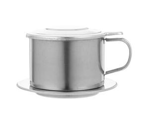 Alipis Cafetera de una taza filtro de café vietnamita cafetera casera de acero inoxidable 200ML con asa y tapa para hogar y cocina
