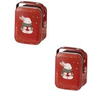 Alipis Caja De 2 Piezas Caja De Galletas Dulce Tarro De Galletas Cajas De Porta Portatil Cajas De De Fiesta De Pascua Titular De La Merienda De Pascua Hojalata