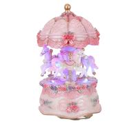 Alipis Caja de Música de Carrusel Vintage con Luz Led, Resina Elegante, Caballo Giratorio y Melodías Clásicas, Centro de Mesa Adecuado para Navidad y Cumpleaños