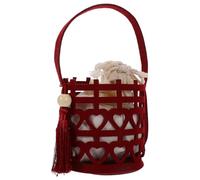 Alipis Caja de Obsequio para Bodas Estilo Chino Doble Felicidad Caja Hueca Mediana de Fieltro Roja Asa y Bolsa Interior Contenedor para Dulces y Recuerdos Suministros para Fiestas y