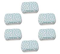 Alipis Caja Pequeña de Metal de Hierro Tapa Abatible y Diseño de Hojas Verdes Estuche Rectangular de 60X45X15 MM Set de 6 Unidades para Almacenamiento Portátil de Dulces Llaveros y