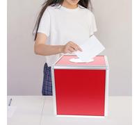 Alipis Caja Urna para Lotería y Donaciones Mediana 25 CM Transparente Roja de Aleación de Aluminio Urna Metálica para Eventos Rifas y Votaciones