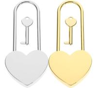 Alipis Candado con Llave en Forma de Corazón Mini, 2 Unidades Oro y Plata, Pequeño Candado para Equipaje, Diario y Caja, Cerradura Metálica Segura para Viaje y Almacenamiento