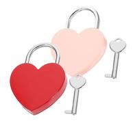 Alipis Candados Llave en Forma de Corazón para Equipaje y Diario Juego de 2 Unidades Grandes en Rojo y Rosa Mini Candados de Amor para Regalos de San Valentín y Viajes