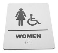 Alipis Cartel Baño Mujer Metal con Braille Señalización Aseo Público Adhesiva para Casas y Hoteles Fácil Instalación y Superficie Satinada Elegante