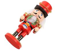 Alipis Cascanueces de Madera Decorativo para Mesa Navidad Figura Soldado Rojo Tocando Tambor Adorno Festivo para Repisa y Escritorio Estatua Artesanal para Fiestas Xmas Decoración