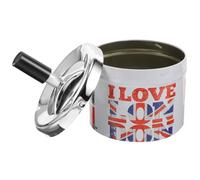 Alipis Cenicero Decorativo de Metal Tapa Giratoria Automática, Bandeja para Cigarrillos de Acero Inoxidable, Cenicero Compacto para Hogar y Oficina, Recuerdo de Londres