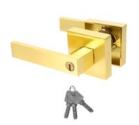 Alipis Cerradura de Palanca para Puertas de Interior, Manija de Aleación de Aluminio Dorada Llave, Juego de Cerradura para Puerta de Dormitorio, Modelo Et Diseño Cuadrado y Triple