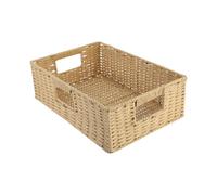 Alipis Cesta de Almacenamiento Tejida de Ratán Beige Asa , Cesta Rectangular para Organizar Ropa Sucia y Artículos Varios Hogar