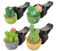 Alipis Clip para Ventilación de Coche Diseño de Cactus, Ambientador de Resina en Pack de 4 Unidades, Elimina Olores y Decora el Interior del Coche y Sala