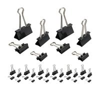 Alipis Clips de Bulldog Metálicos Negros Surtidos 120 Pcs 15 MM 19 MM 25 MM 32 MM para Oficina Papelería Escolar y Organización de Documentos