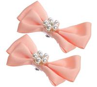 Alipis Clips para Zapatos de Mujer Perlas y Lazo Rosa, Adornos Delicados de Tela y Metal para Transformar la Apariencia Gran Día o Fiesta