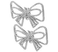 Alipis Clips para Zapatos de Novia Diseño Desmontable, Lazo de Metal y Gemas de Imitación en Color Plata, Accesorios Elegantes para Compromiso y Graduación