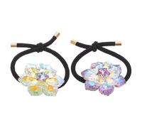 Alipis Coleteros Elásticos Cristales y Flores Tridimensionales 2 Piezas Color Morado y Champán Accesorios Pelo Resistentes y Elegantes para Mujeres y Niñas