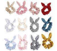 Alipis Coleteros Pelo Orejas de Conejo y Lazo de Tela, 12 Piezas, Diseño Adorable y Fácil de Peinar para Uso Diario en Niñas y Mujeres Color Aleatorio