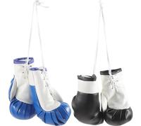 Alipis Colgantes de Guantes de Boxeo Mini de Pvc, 2 Pares en Negro y Azul, Llaveros Deportivos para Decoración de Coche, Bolso y Uso Diario, Adornos Colgantes Resistentes y Creativos